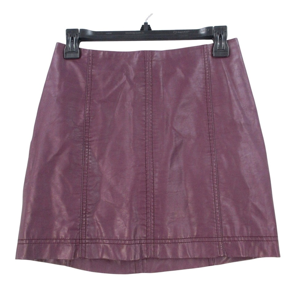 Free People Modern Femme Vegan Leather Mini Skirt Plum Purple Faux Leather 6